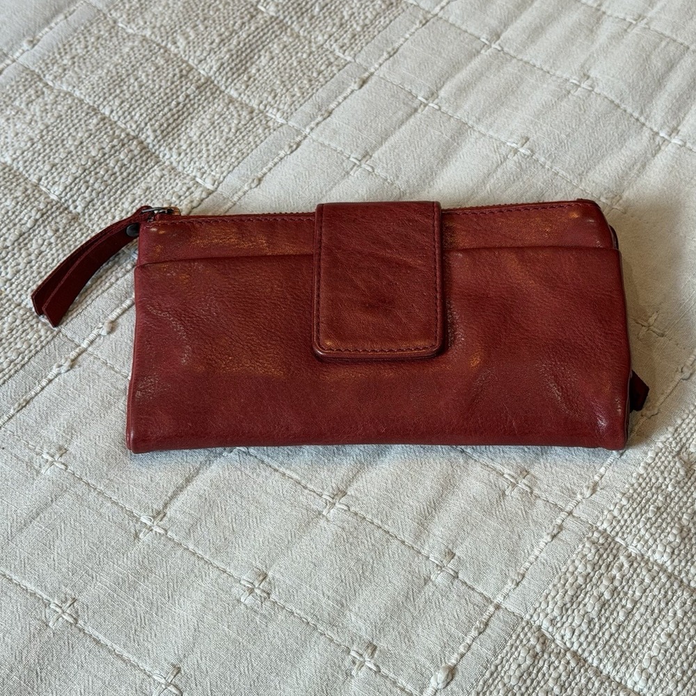 Genicci Red Genuine Soft Leather RFiD Wallet Snap‎ Bi Fold Zipper